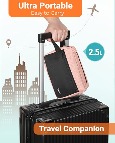 Elviros Hanging Toiletry Bag, Travel Makeup Dopp Kit, Small, Pink & Black - color: Pink&Black, size: Small