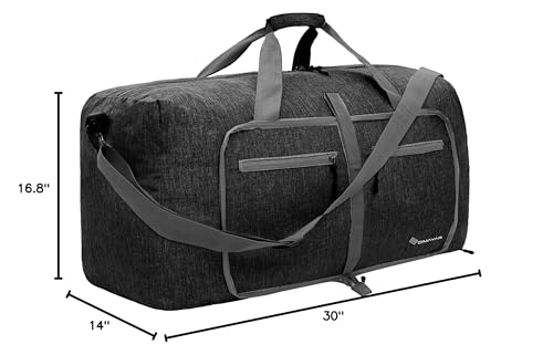 Dimayar 115L Foldable Duffle Bag, Travel & Weekend, Extended Trips - color: Black, size: 115L