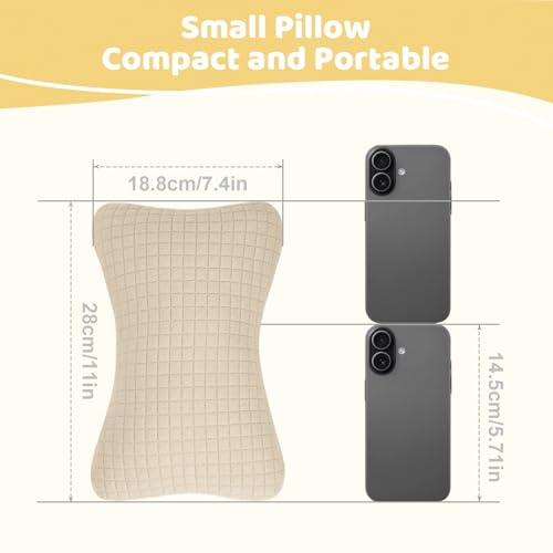 vocheer Small Pillow with Removable Cover, 11"x 7" Tiny Travel Pillow 1 PC - color: Dark Beige-1pc