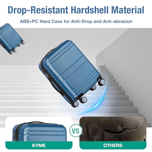 Carry On Luggage 22x14x9 Airline Approved,Hardside Suitcase,20 In,RoyalBlue - color: Sapphire