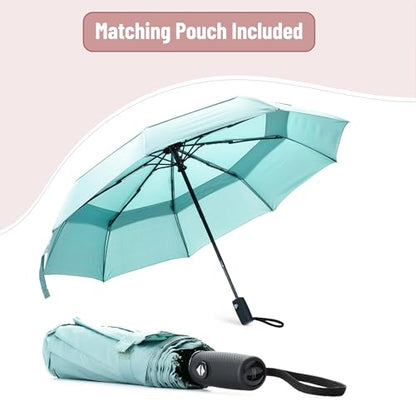 Mr. Pen- Windproof Travel Umbrella, Small Water-Resistant Automatic Folding Umbrella for Rain and Sun, Light, Compact and Portable for Women & Men, Fits Car & Backpack - color: Light Blue