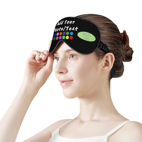 Custom Eye Mask for Men Women Personalized Sleep Mask Add Your Photo Text Logo Adjustable Strap Eyeshade for Sleeping Travel Work, Black - color: Black