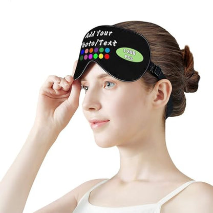 Custom Eye Mask for Men Women Personalized Sleep Mask Add Your Photo Text Logo Adjustable Strap Eyeshade for Sleeping Travel Work, Black - color: Black