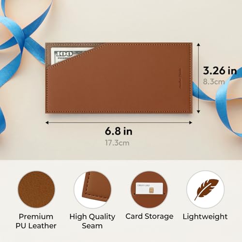 carrotez PU Leather Card and Cash Envelope for Travel and Budgeting - Brown - color: Brown