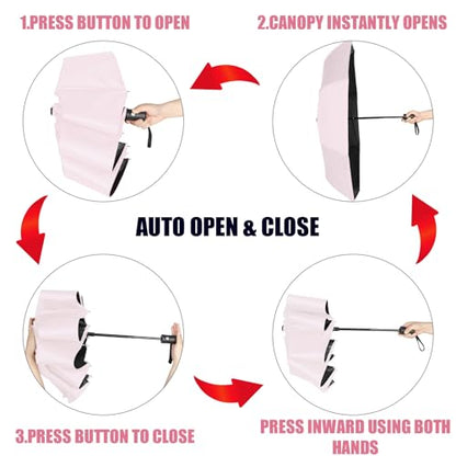 Jexine Windproof Travel Umbrella Compact Small - color: Pink
