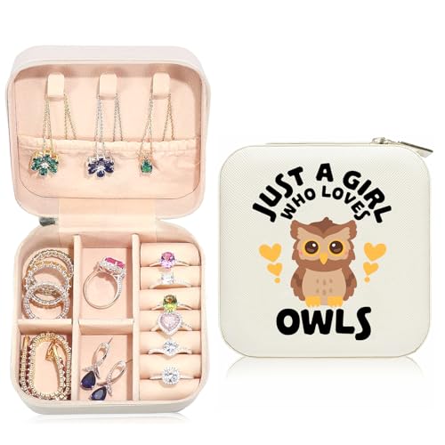 Owl Travel Jewelry Case Small PU Leather Jewelry Box Organizer - color: Owl, size: No Initial
