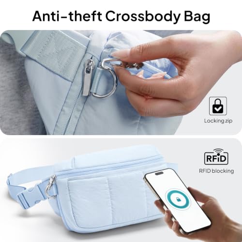 TOPEAST Fanny Pack for Women 3.5L Waist Pack with Water Bottle Holder, Light Blue - color: Baby Blue