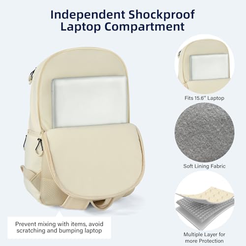 HanTrip 18 Inch Carry on Travel Backpack with Lots of Pockets, Offwhite - color: Offwhite, size: 18 Inch