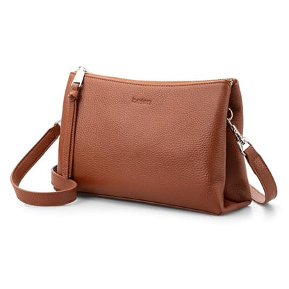 befen Genuine Leather Crossbody Bags for Women, Small RFID Leather Purses - color: Cognac Brown