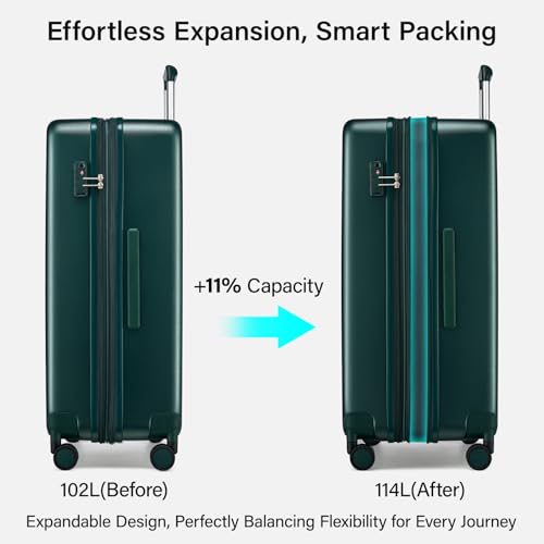 Hanke Expandable Large Checked Luggage, Hardside 28 Inch Suitcase - color: Blackish Green, size: 28 Inch EXT