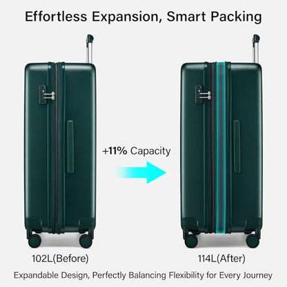 Hanke Expandable Large Checked Luggage, Hardside 28 Inch Suitcase - color: Blackish Green, size: 28 Inch EXT