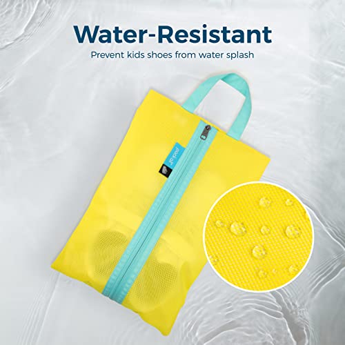 pack all Kids Shoe Bag for Travel, Water-Resistant Shoe Pouch for Sports - color: Yellow