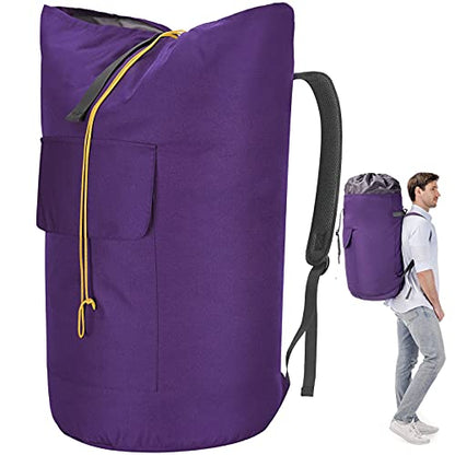 Backpack Laundry Bag, 115L Heavy Duty Extra Large College Laundry Backpack, Dirty Clothes Bag with Shoulder Straps, Laundry Hamper Bag with Drawstring Closure for College Dorm, Apartment Purple - color: Purple