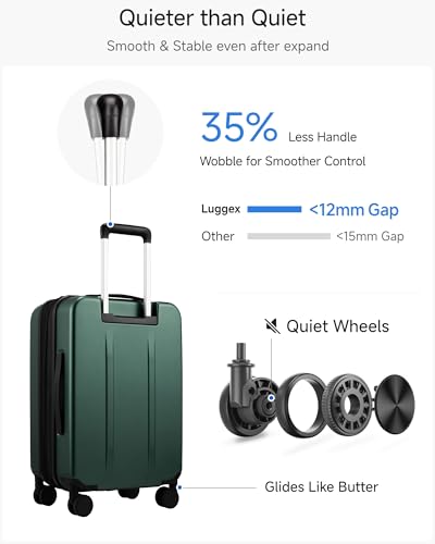 LUGGEX Front Pocket Expandable Carry On Luggage, Green, 20" - color: Green, size: 20 Inch