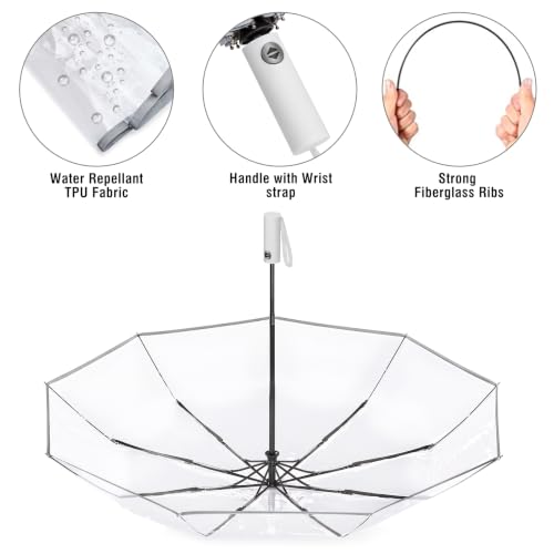 G4Free Small Clear Umbrella for Rain, 42 Inch Women and Men Use