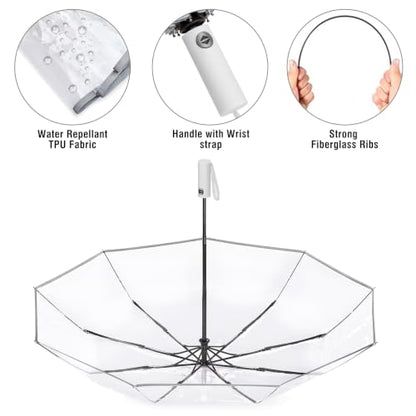 G4Free Small Clear Umbrella for Rain, 42 Inch Women and Men Use