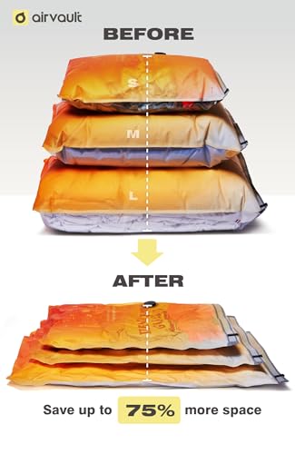 AirVault Vacuum Storage Bags for Travel & Home - Space Saver Compression Packing Bags Set for Clothes, Blankets & Seasonal Storage (10 Large) - style: 10-Pack | Large