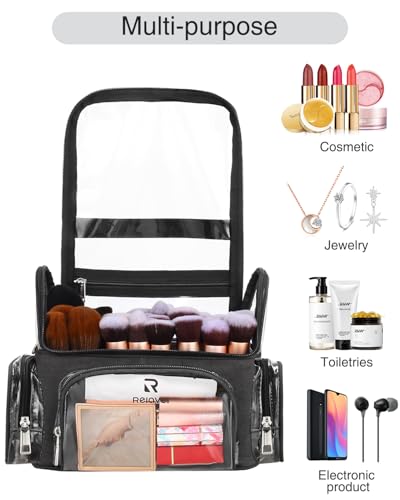 NAONAYA Makeup Brush Bag With 4 Mini Pouches Makeup Brush Holder - color: clear with 4 mini bags, size: S