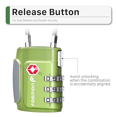Fosmon TSA Approved Cable Luggage Locks, 3 Digit Combination, 2 Pack - style: 3 Digit green 2 pack