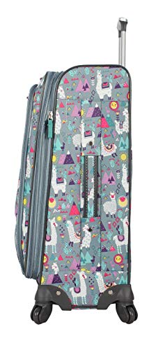 Lily Bloom Design Pattern 28" Luggage Softside Expandable With Double Spinner Wheels, Large Lightweight Suitcase Checked Bag For Women - color: Llama Mama