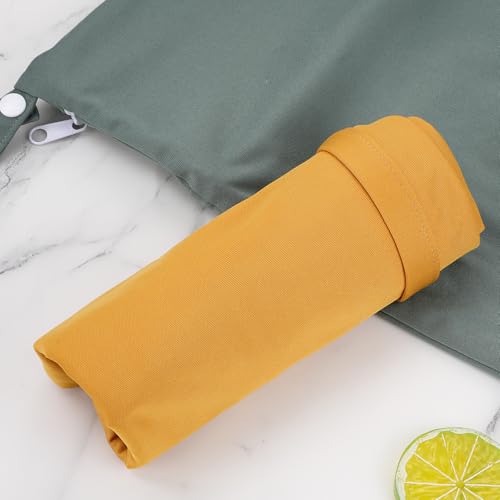 Angel Love Wet Bags, 2 Pack Baby Cloth Diaper Wet/Dry Bags with Two Zippered Pockets, Travel, Beach, Pool, Gym Bag for Swimsuits or Wet Clothes, Waterproof Washable Reusable, L216217 - color: Dark green and yellow
