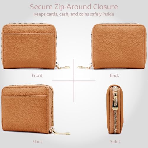 RFID Blocking Small Wallets for Women, Leather Travel Wallet - color: Brown