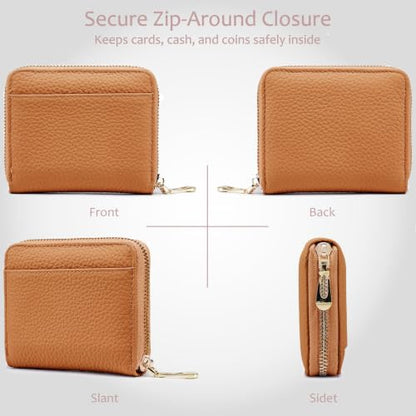 RFID Blocking Small Wallets for Women, Leather Travel Wallet - color: Brown