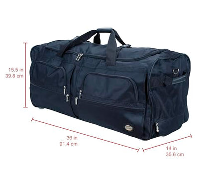 Rockland Rolling Duffel Bag, Black, 22" - color: BLACK, size: 22"