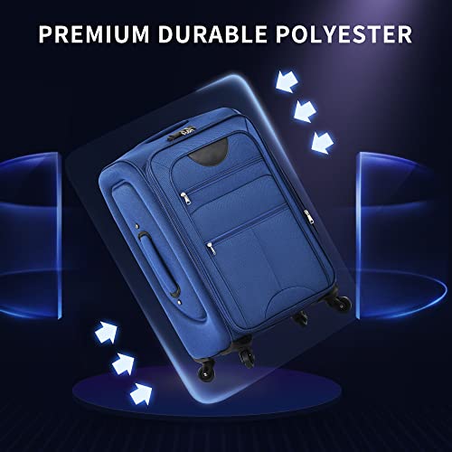 Merax Softside Luggage Set Softshell Lightweight 3 Piece Spinner Suitcase - color: Blue, style: Softside Luggage(22/26/30)