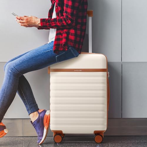 UKEIN Luggage Sets 3Piece, Carry On Luggage 20in Suitcase Set With Backpack - color: Beige, size: 3 piece set (20inch)
