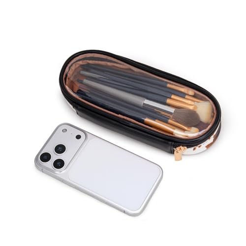 Wrangler Travel Makeup Bag 2pcs Set Cosmetic Bag with Makeup Brush Holder - color: Cow-Brown