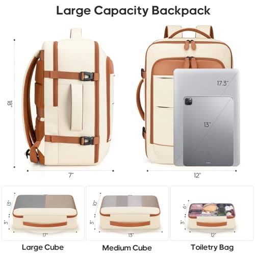7 Piece luggage sets with YKK Zipper 20/24/28" with Backpack - color: Off White, size: 7 piece set (20/24/28inch)