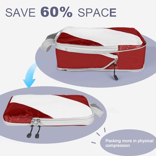 6 Set Ultralight Compression Packing Cubes Packing Organizer with Shoe Bag for Travel Accessories Luggage Suitcase Backpack