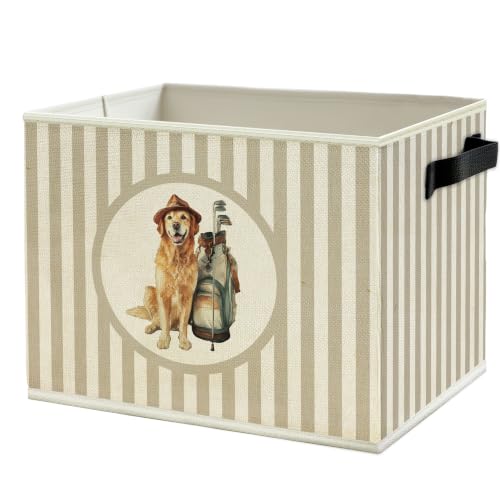 Golden Retriever Golf Nursery Storage Bin Basket with Handles - color: Color30