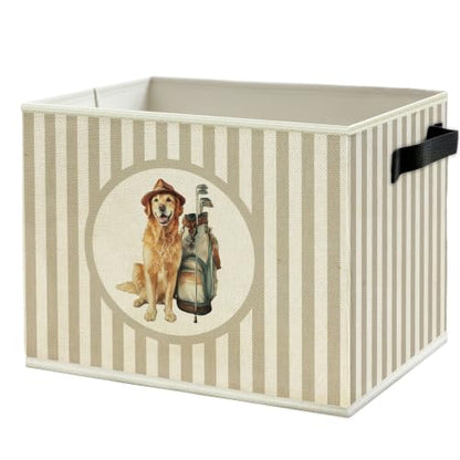 Golden Retriever Golf Nursery Storage Bin Basket with Handles - color: Color30