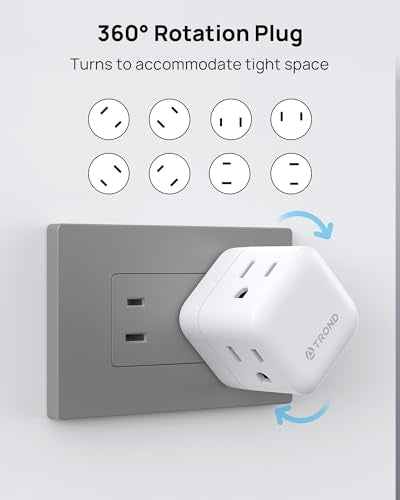 TROND 2 to 3 Prong Outlet Splitter 2 Pack - 3 Way Plug Extender - color: White, size: 2 Prong-2 Pack