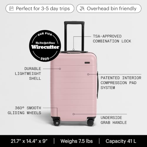 Away The Carry-On Luggage, 22-inch Lightweight Hardside Spinner Suitcase - color: Blush Pink