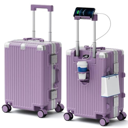 Carry On Luggage, Zipperless Aluminum Frame Suitcase, Purple, 20 in - color: Purple, size: 20in