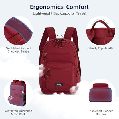 HanTrip 18 Inch Carry on Travel Backpack with Lots of Pockets, Burgundy - color: Burgundy, size: 18 Inch