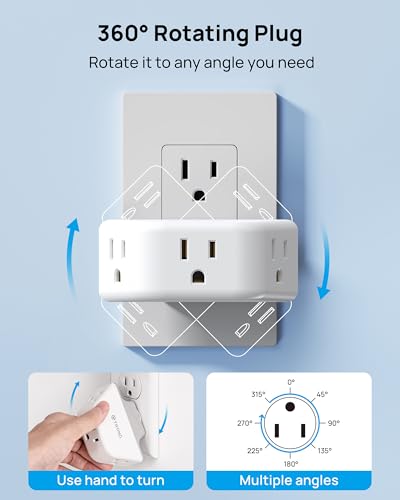 TROND Outlet Extender with 360 Rotating Plug for Bathroom Kitchen - color: White, size: 3AC-3 Prong (Rotating Plug), 1 Pack