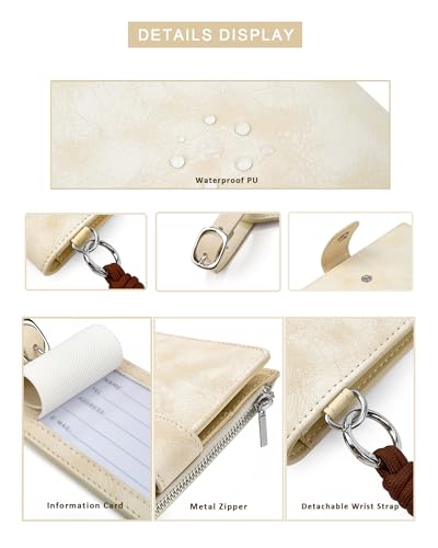 Passport Holder for Travel, Rfid Passport Wallet with Zipper - color: White Sand