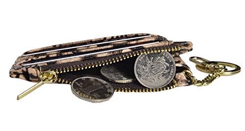 woogwin Slim RFID Credit Card Holder for Women Mini Front Pocket Wallet Purse With Keychain - color: Leopard