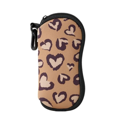 WOZEAH Double Eyeglass Case with 2 Compartments, Travel Eyewear Organizer for Two Pairs of Glasses - color: Leopard3