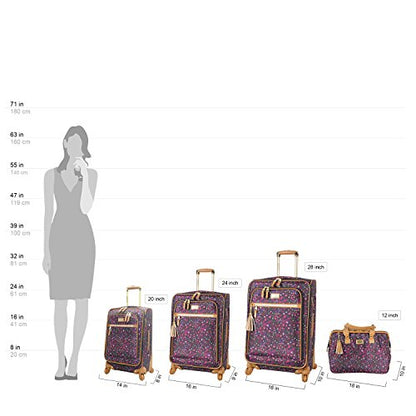 Steve Madden Designer Luggage Collection - Expandable 28 Inch Softside Bag for Men & Women - Durable Lightweight Checked Suitcase with 4-Rolling Spinner Wheels (Dark Purple) - color: Dark Purple