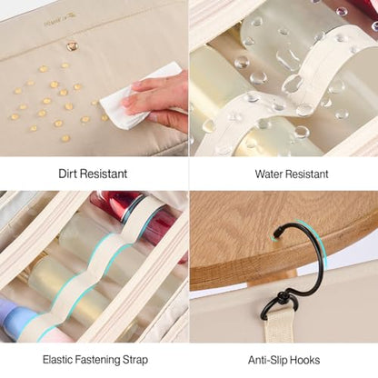 Hanke Hanging Travel Toiletry Bag with Jewelry Organizer, Apricot - color: Apricot
