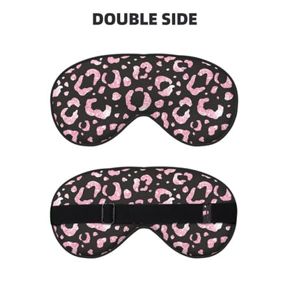 Rose Pink Glitter Leopard Sleep Mask Eye Mask with Adjustable Strap Eye Sleep Shade Cover Blocks Light for Women Men Airplane Travel Nap - color: Rose Pink Glitter Leopard