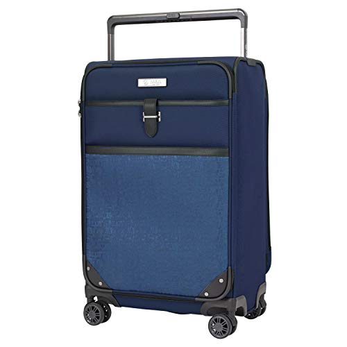 M&A Dual Opening Wide Trolley Check-in Suitcase Luggage, Navy Blue, Large 28-Inch - color: Navy Blue, size: Checked-Large 28-Inch
