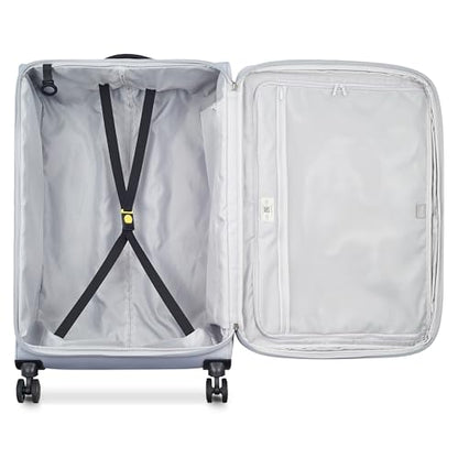 DELSEY PARIS Cruise 3.0, 28 Inch Checked Softside Luggage, Platinum | Expandable Suitcase, Softside, Lightweight Durable Polyester, Dual-Density Spinner Wheels, Overweight Indicator, TSA Lock - color: Platinum, size: Checked-Large 28 Inch