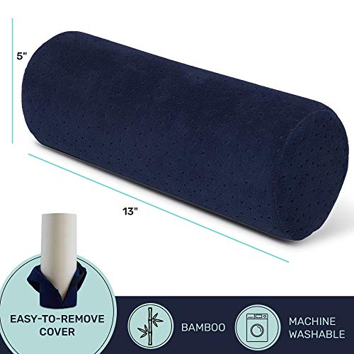 Round Bolster Pillow - Cervical Neck Roll Pillow for Sleeping Lumbar Roll - style: 13x5 Inch, Soft, Blue