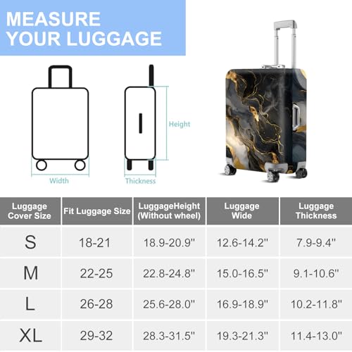 ANNA QUEEN Travel Luggage Cover Suitcase Protector Suitcase Cover Anti-Scratch,Stretchable Bag Cover Washable Durable Polyester - color: Black and gold, size: XL(fits 32-34Inch suitcase)
